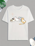 Cute Cat Nap Printed T-shirt, Men's T-shirt, Summer, Spring, Autumn Casual Short Sleeved T-shirt, Top As A Gift