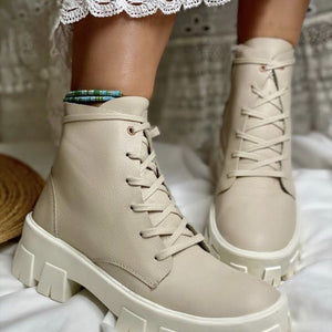 Women's Leather Boots Mid-tube Casual Short Boots Heaventlyshop