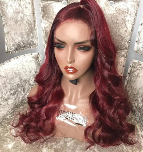 Burgundy front lace chemical fiber wig Heaventlyshop