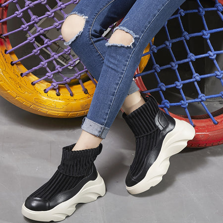 Stretch Platform Knit Stitching Sports Sock Boots Heaventlyshop