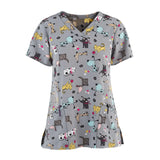 Women's Spring And Summer New Hedging Print Nurse Uniform T-shirt Heaventlyshop