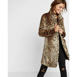 Leopard Print Plush Mid-Length Fur Coat Women's Coat Heaventlyshop