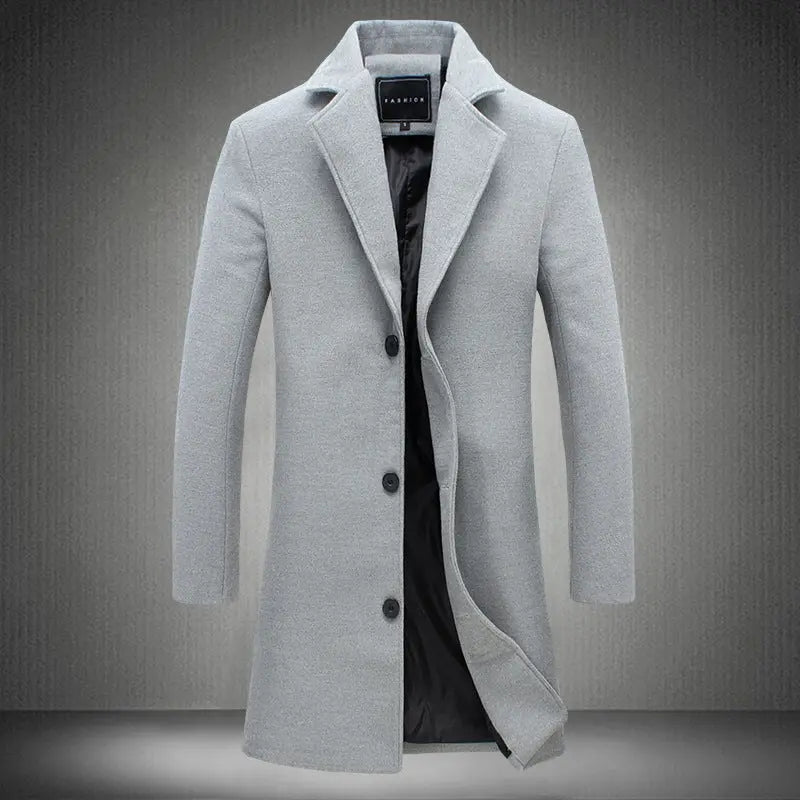 Autumn And Winter New Mens Solid Color Casual Business Woolen Coats Heaventlyshop