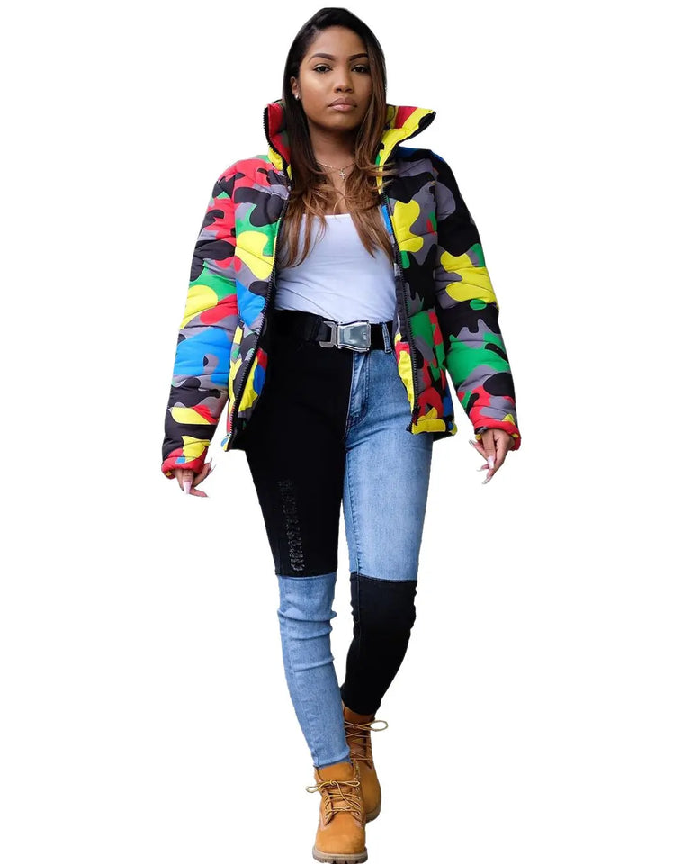 Camouflage printing and dyeing bread coat down cotton coat Heaventlyshop