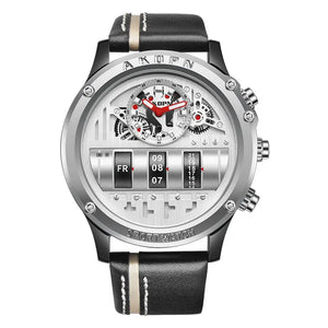 Uniquex Men Wrist Watches Leather Black Silver Creative Heaventlyshop