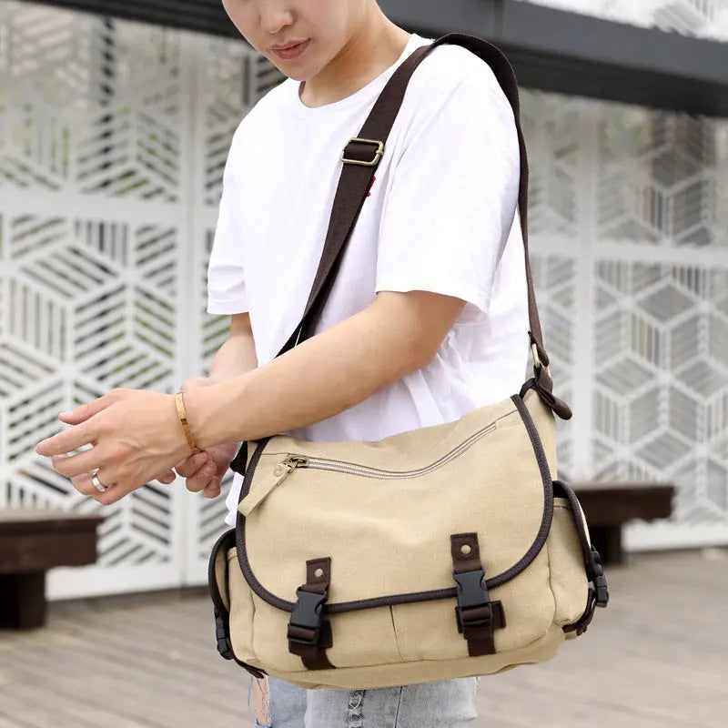 Men's Canvas Shoulder Bags Casual Men's Bags Messenger Bags Multifunctional Bags Heaventlyshop