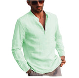 Cotton And Linen Long Sleeved Men's Casual Shirts Men's Tops Heaventlyshop