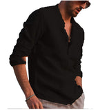 Cotton And Linen Long Sleeved Men's Casual Shirts Men's Tops Heaventlyshop