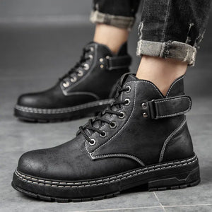 Men's High Top Round Toe Retro Work Boots Heaventlyshop