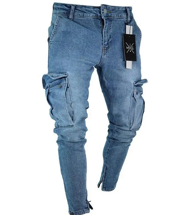 Cargo Hole Denim Jeans Men Heaventlyshop