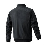 Suede Stand Collar Men's Jacket Double Zipper Pocket Clothing Mens Heaventlyshop