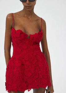 Red Pattern Decorative Sexy Sling Dress - Heaventlyshop