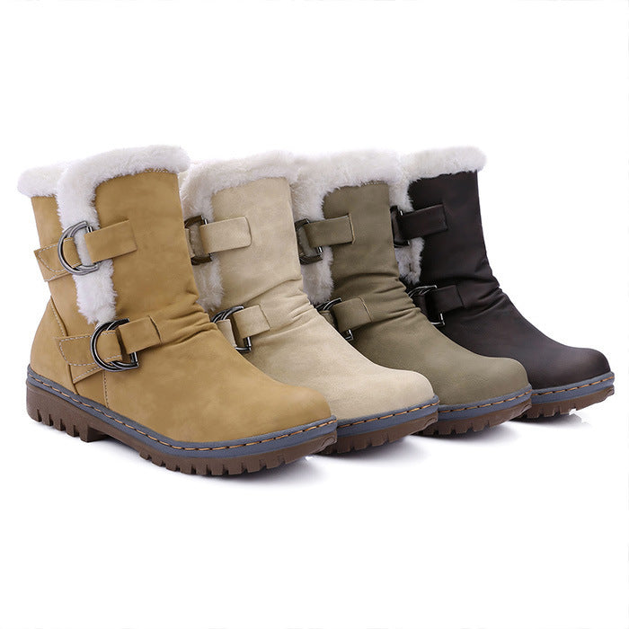 Belt Buckle Flat Martin Boots Short Snow Boots Heaventlyshop