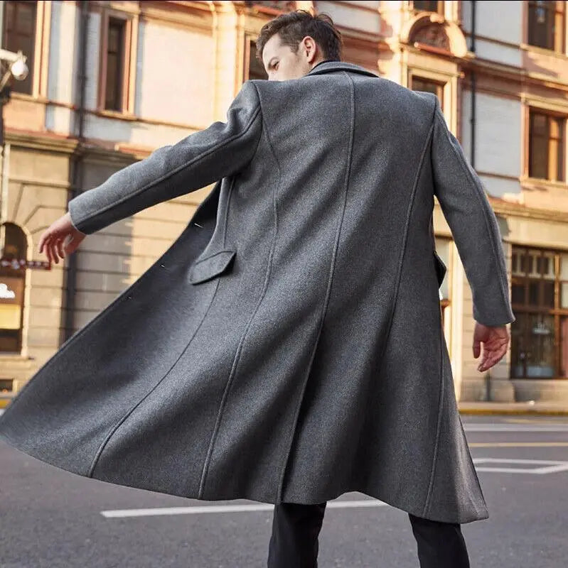 Men's long trench coat woolen coat Heaventlyshop