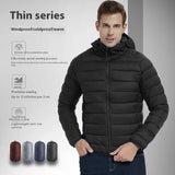 Men's Lightweight Hooded Coat Winter Warm Solid Color Zipper Jacket Fashion Portable Outerwear Top Clothing Heaventlyshop