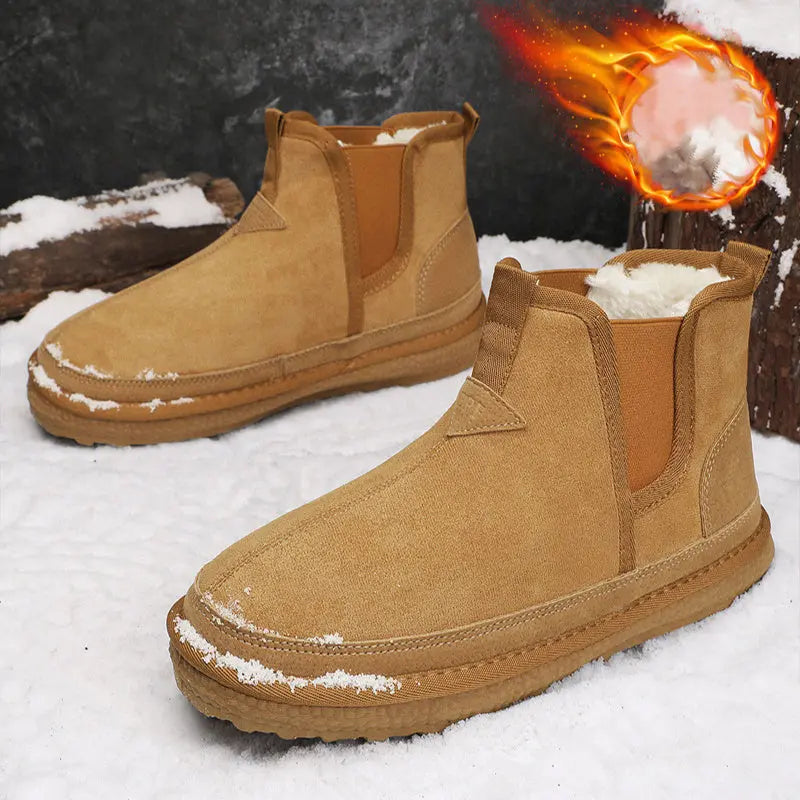 Winter Fleece Snow Boots Round-toed Flat Shoes Casual Warm Sports Shoes Men Ankle Boot Heaventlyshop