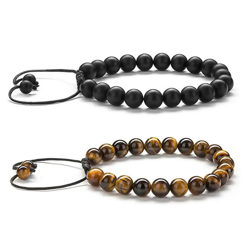 Tiger Eye Couple Bracelets Matte Black Agate Beads Bracelet Heaventlyshop