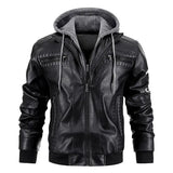 Hooded Jacket With Zipper Pockets Fashion Warm Pu Leather Coat Mens Clothing Heaventlyshop