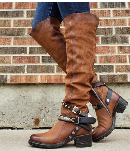 New belt buckle boots women's boots Heaventlyshop