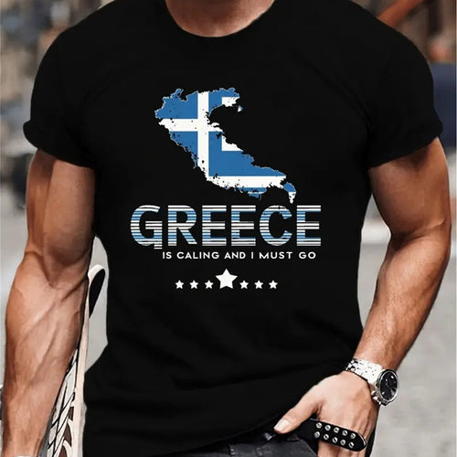 Men's Patterned Printed T-shirt, Summer Casual Short Sleeved T-shirt