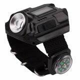 LED watch flashlight flashlight portable light USB charging 4 mode light tactical flashlight time display with compass Heaventlyshop