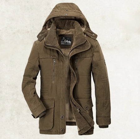 Thickened multi-pocket hooded men's cotton coat Heaventlyshop