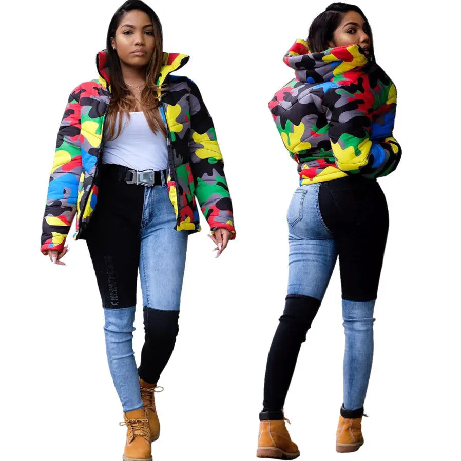Camouflage printing and dyeing bread coat down cotton coat Heaventlyshop