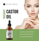 Kate Blanc Cosmetics Castor Oil (2oz), USDA Certified Organic, 100% Pure, Cold Pressed, Hexane Free. Stimulate Growth for Eyelashes, Eyebrows, Hair. Skin Moisturizer & Hair Treatment Starter Kit 2 Fl Oz (Pack of 1) Heaventlyshop