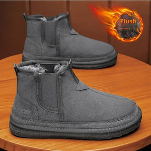 Winter Fleece Snow Boots Round-toed Flat Shoes Casual Warm Sports Shoes Men Ankle Boot Heaventlyshop