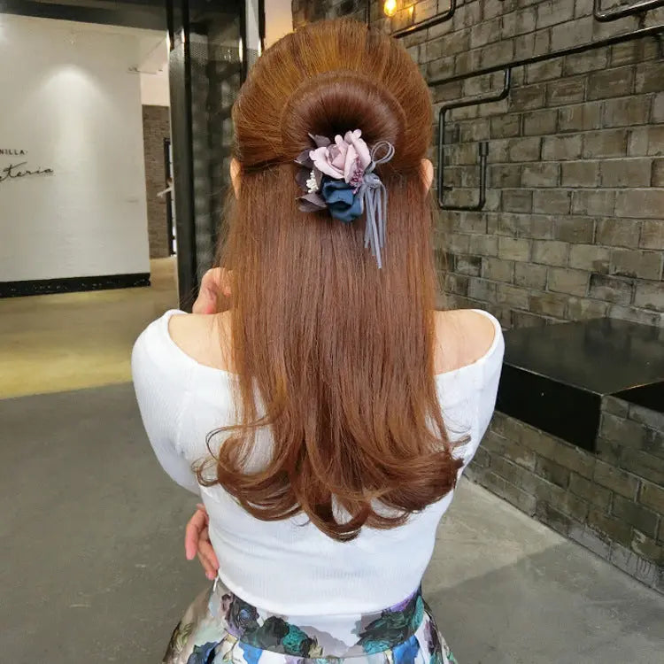 Half Bun Pearl Flower Hair Elastic Korean Hair Accessories Heaventlyshop