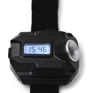 LED watch flashlight flashlight portable light USB charging 4 mode light tactical flashlight time display with compass Heaventlyshop