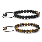 Tiger Eye Couple Bracelets Matte Black Agate Beads Bracelet Heaventlyshop