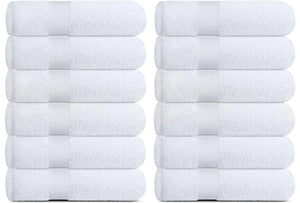 Soft Washcloth Face Body Towel Set 12x12 in Plush Absorbent Cotton 12 Pack White Heaventlyshop