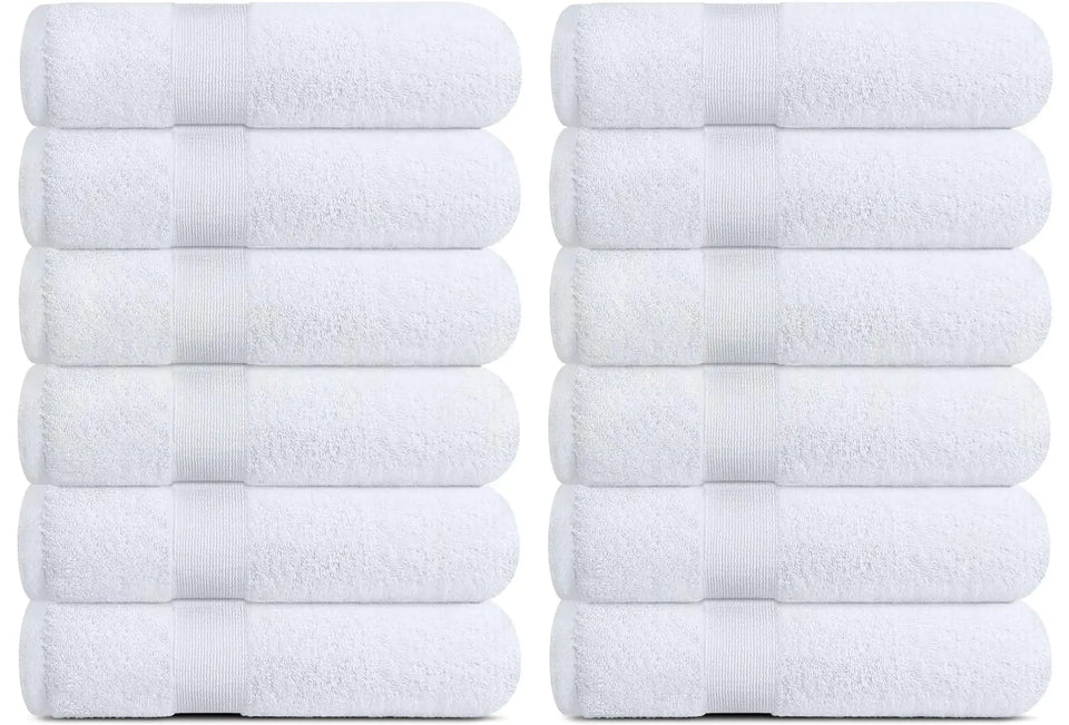 Soft Washcloth Face Body Towel Set 12x12 in Plush Absorbent Cotton 12 Pack White Heaventlyshop