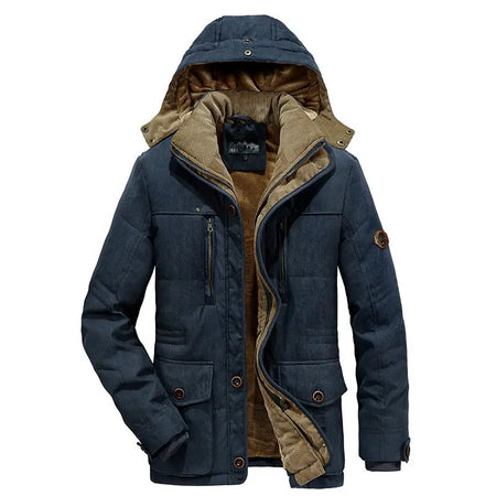 Plus Size Men's Cotton-padded Coat Multi-pocket Fleece-lined Thickened Heaventlyshop