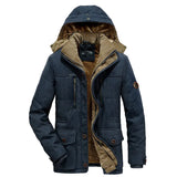 Plus Size Men's Cotton-padded Coat Multi-pocket Fleece-lined Thickened Heaventlyshop