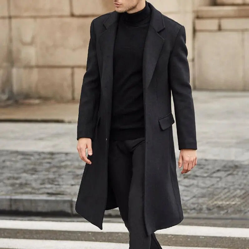 Men's long trench coat woolen coat Heaventlyshop