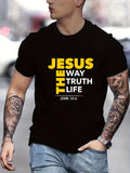 Jesus Print T-shirt, Men's T-shirt, Summer Casual Short Sleeved T-shirt