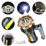 Rechargeable LED Flashlight 8-Modes Searchlight Spotlight Portable Super Bright Heaventlyshop