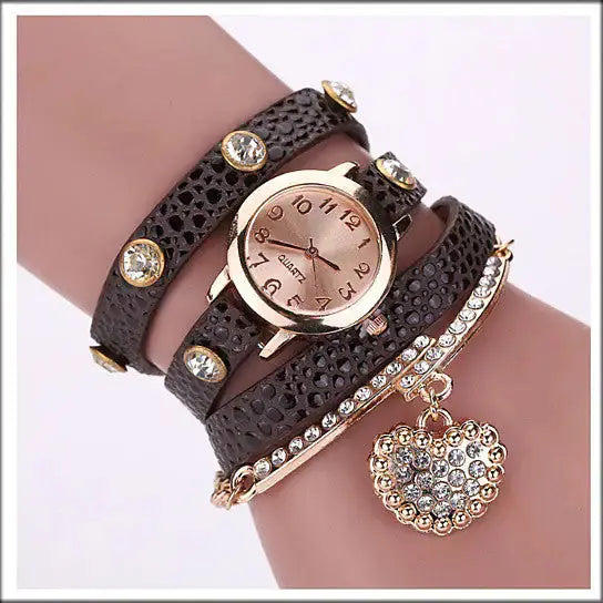 Heart On The Sleeve Bracelet Watch With Heart Charm In 10 Colors Heaventlyshop