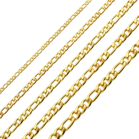 Figaro Chain Necklace Stainless Steel Real Gold Plated Chains for Men Women Jewelry Gift for Men Women 8.5mm width 24 Inches Real Gold-Plated Heaventlyshop