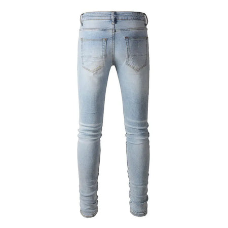 Men's Ripped Denim Casual Trousers Slightly Elastic Heaventlyshop