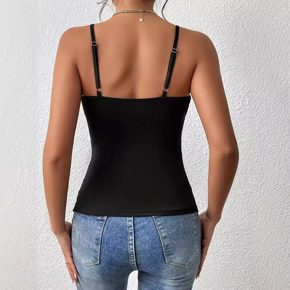 2024 Amazon New Women's Off-the-shoulder Top Sleeveless Sling Out Cropped Tank Top Slim Fit Sexy Women Clothing Heaventlyshop