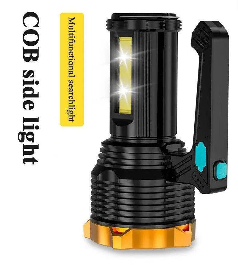 Rechargeable LED Flashlight 8-Modes Searchlight Spotlight Portable Super Bright Heaventlyshop