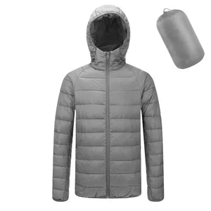 Men's Lightweight Hooded Coat Winter Warm Solid Color Zipper Jacket Fashion Portable Outerwear Top Clothing Heaventlyshop