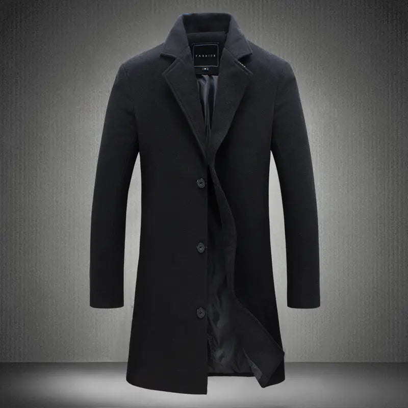 Autumn And Winter New Mens Solid Color Casual Business Woolen Coats Heaventlyshop