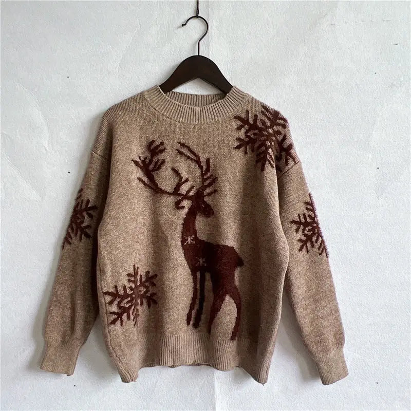 Women's Fashion Round Neck Long Sleeve Knitted Christmas Sweater Heaventlyshop