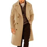 Woolen Men's Coat Thickened Long Section Double Breasted Coat Heaventlyshop