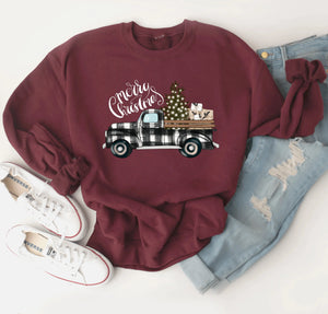 Merry Christmas Truck Sweatshirt Heaventlyshop