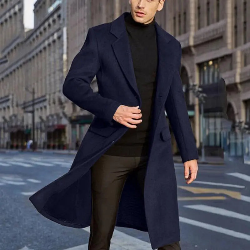 Men's long trench coat woolen coat Heaventlyshop